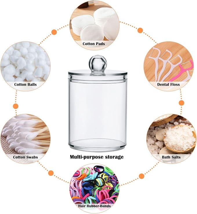 White Qtip Holder Organizer Dispenser Cotton Swabs Cans Plastic Jars - Image 4