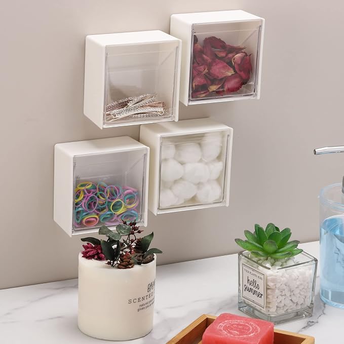 Tecbeauty 4PCS Cotton Pads Holder Dispenser, Wall Mounted Cotton Ball - Image 5