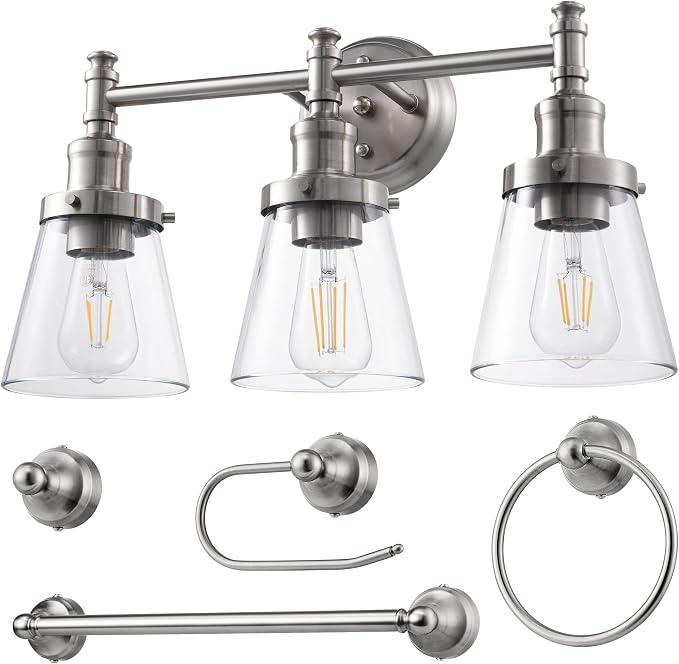 DEWENWILS Bathroom Light Fixtures, 5-Piece All-in-One Bathroom Light Set by DEWENWILS