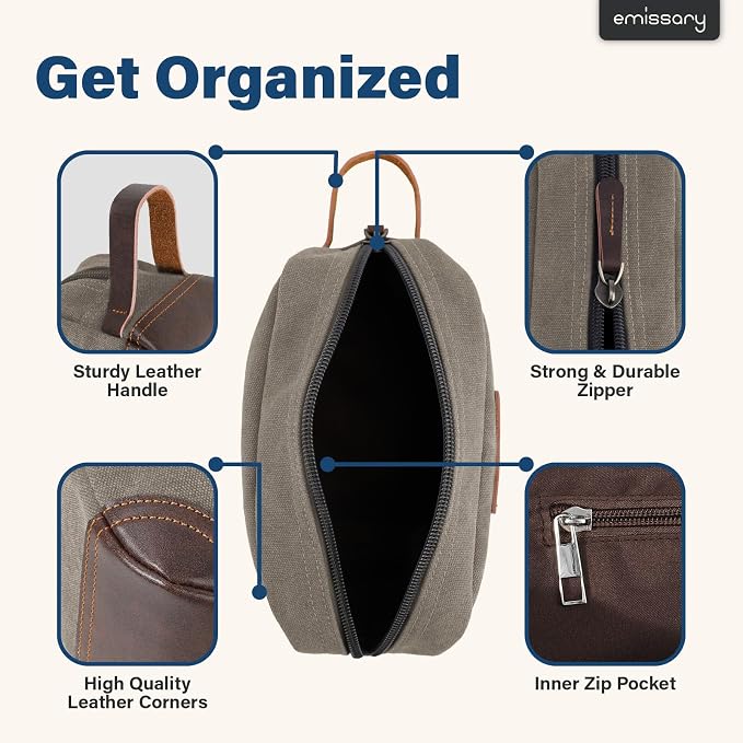 emissary Mens Travel Toiletry Bag, Dopp Kit - Image 2