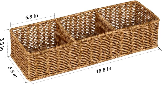 Wicker Toilet Paper Basket: 3 Water-resistant Compartments Organizer - Image 3