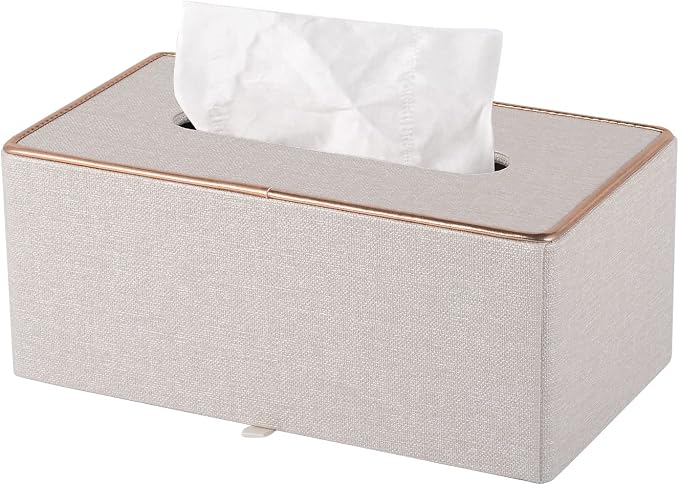 Tissue Box Cover Rectangle Tissue Box Holder PU Leather Facial Organizer by XNONE