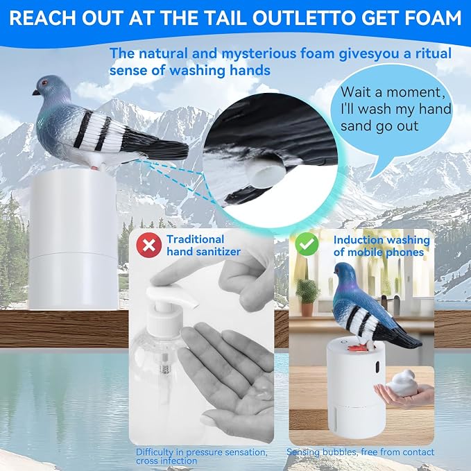 Peace Bird Foam Soap Dispenser-Pigeon And Bald Eagle Shaped Foam Hand Washer - Image 4