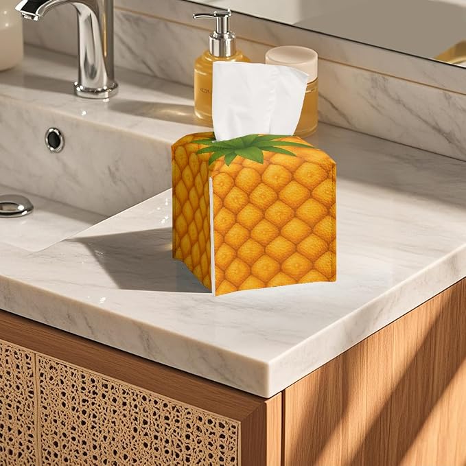 Funny Fruit Tissue Box Cover Summer Cute Yellow Pineapple Leather Tissue Box - Image 5