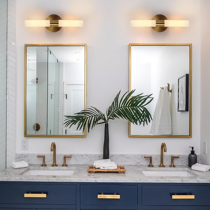 Wall Sconces Set of Two, Brass Gold Bathroom Sconces Wall Lighting - Image 6