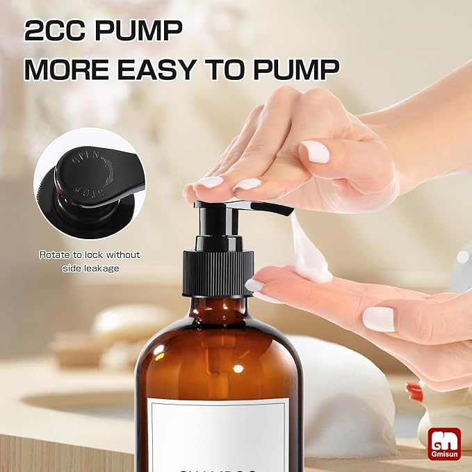 GMISUN Glass Shampoo and Conditioner Dispenser, Shower Soap Dispenser Bottles - Image 5