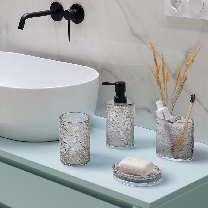 Modern Luxe Bathroom Accessories Set 4 Pcs Resin Bathroom Accessory Set Soap - Image 2