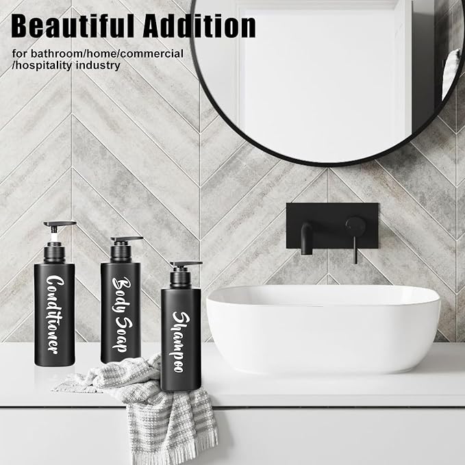 16.9oz Bathroom Soap Dispenser Set, Refillable Shampoo and Conditioner Bottles - Image 6