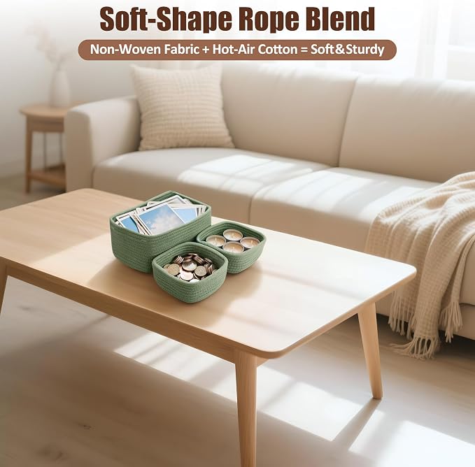 5-Pack Small Woven Rope Storage Baskets – 2 Sizes Organizer Bins - Image 6
