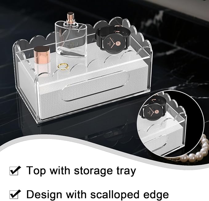 LUGUNU Acrylic Tissue Box Holder, Modern Decorative Tissue Holder - Image 5