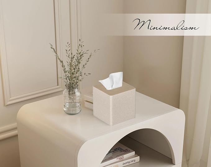 Tissue Box Cover Square PU Leather Facial Tissue Box Holder - Image 4