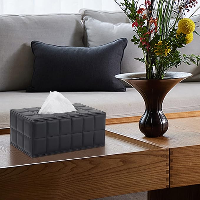 Tissue Box Cover Rectangle Tissue Box Holder PU Leather Facial Organizer - Image 6