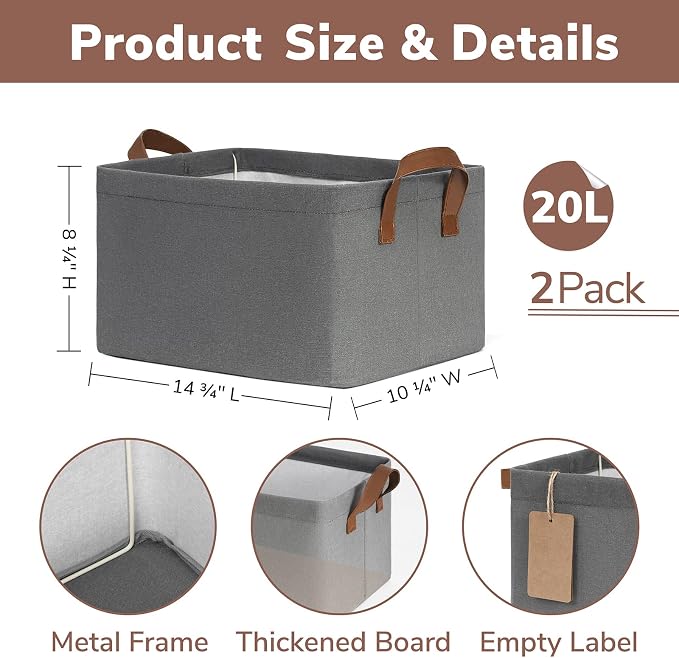 CHICVITA Storage Baskets for Organizing, Fabric Storage Bins for Clothes - Image 6