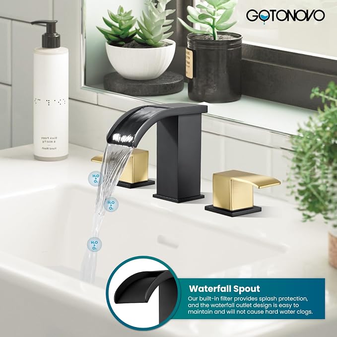 gotonovo Waterfall 8 inch Widespread Bathroom Faucet Set Bathroom Sink Faucet 3 - Image 3