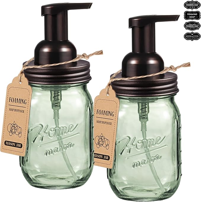 SheeChung Mason Jar Foaming Soap Dispenser, Stainless Steel Lid, 16 Oz by SheeChung