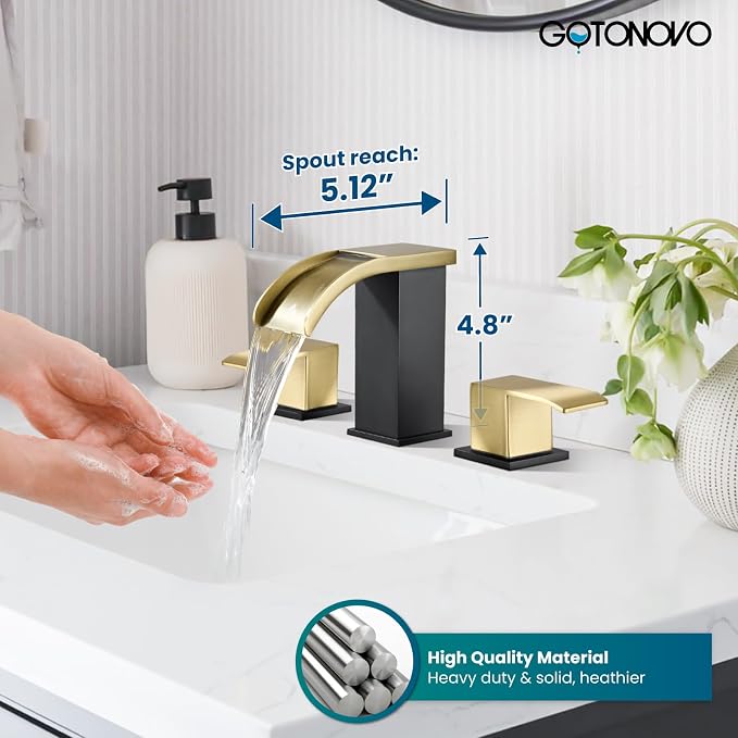 gotonovo Waterfall 8 inch Widespread Bathroom Faucet Set Bathroom Sink Faucet 3 - Image 8