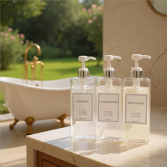 Modern Design Shampoo and Conditioner Dispenser, Large 27oz Shower Soap - Image 8