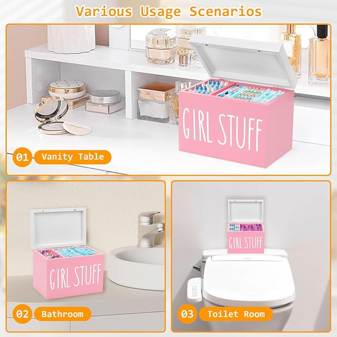 Tampon Holder for Bathroom, Feminine Product Organizer Pad Case Holder - Image 6