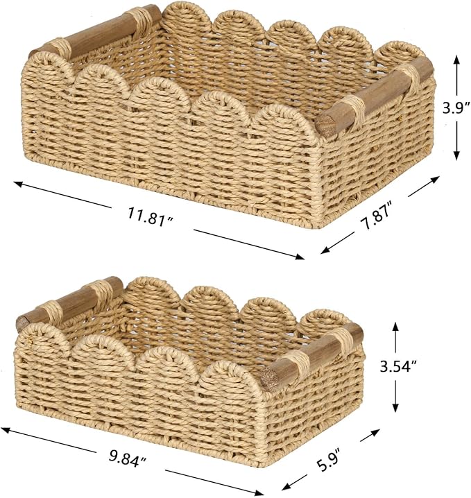 CubesLand Toilet Paper Storage Organizer Basket, Scalloped Decorative Baskets - Image 6