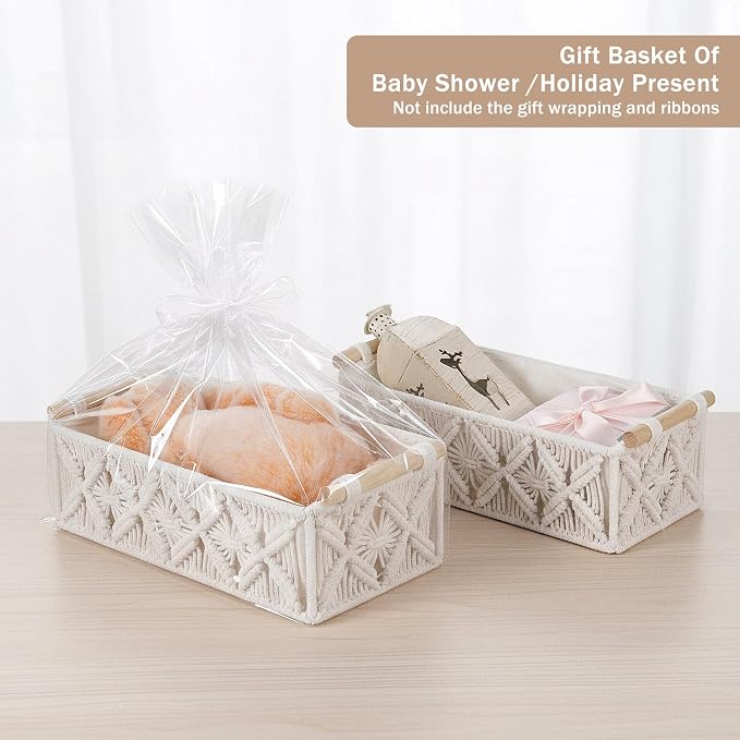 Macrame Storage Baskets 2PCS, Boho Woven Decorative Basket - Image 6