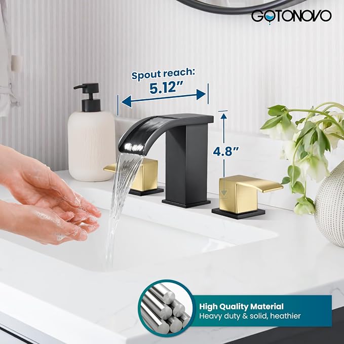 gotonovo Waterfall 8 inch Widespread Bathroom Faucet Set Bathroom Sink Faucet 3 - Image 9