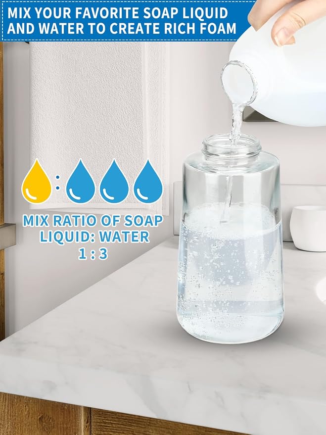 Doiliese Foaming Hand Soap Dispenser Set, 16 oz Large Glass Soap Dispenser - Image 3