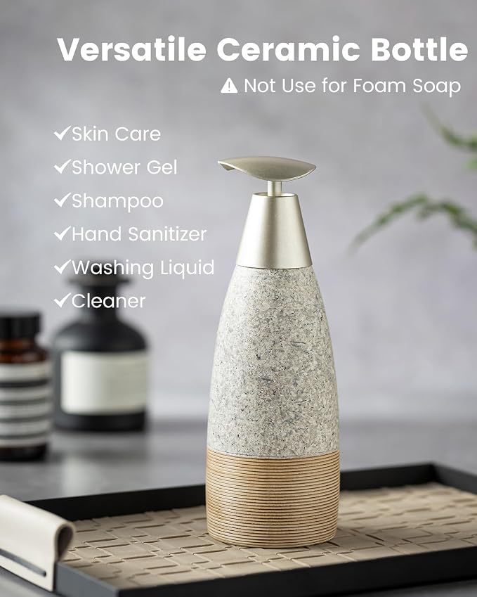 Ceramic Soap Dispenser with 2 Pumps, 12 oz Refillable Liquid Hand Soap Dispenser - Image 4