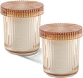 rejomiik Glass Qtip Holder Dispenser 2 Pack, Bathroom Canister Apothecary Jars by rejomiik