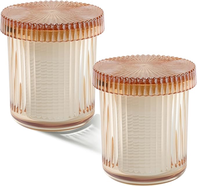 rejomiik Glass Qtip Holder Dispenser 2 Pack, Bathroom Canister Apothecary Jars by rejomiik