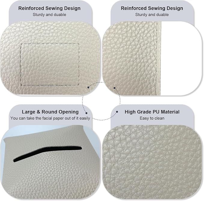 Tissue Box Cover 5X5X5'' PU Leather Tissue Holder Square Tissue Cube Box - Image 3