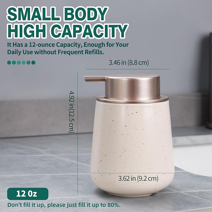 Bosilunlife Hand Soap Dispenser - 12oz Ceramic Soap Dispenser Bathroom - Image 4