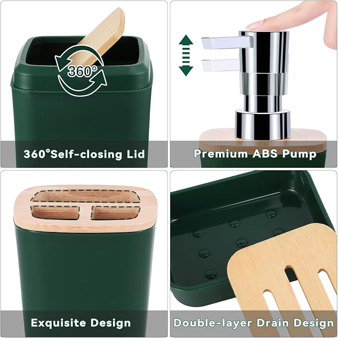 Dark Green Bathroom Sets with Shower Curtain and Rugs, Bathroom Sets Shower - Image 3