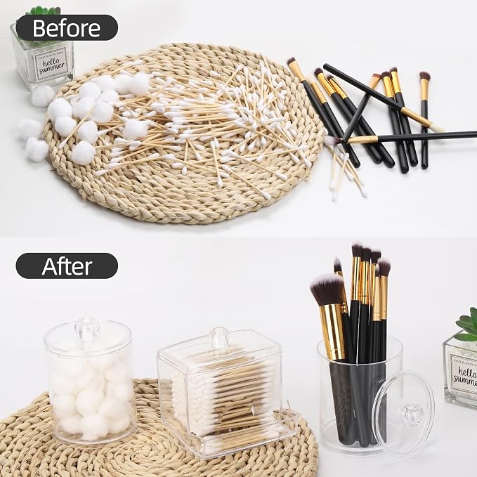 Tbestmax Qtips Dispenser Bathroom Container, 10/12 oz Big Cotton Ball Holder - Image 4