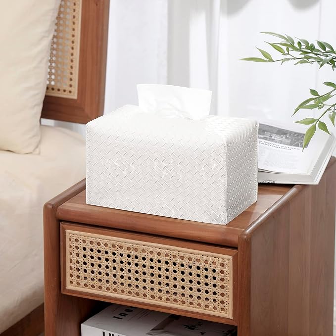 Tissue Box Cover PU Leather Tissue Holder Square Facial Tissue Case Facial - Image 3