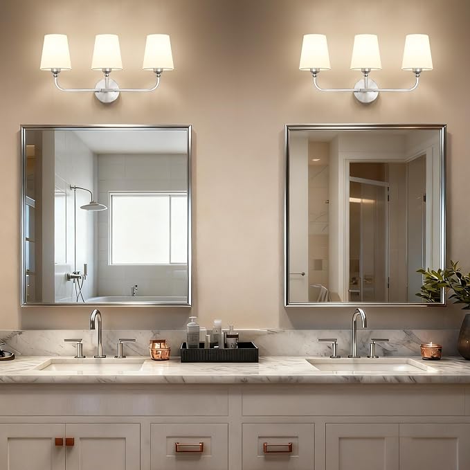 Bathroom Vanity Light, Brushed Nickel Bathroom Light Fixtures, 3-Light Lighting - Image 7
