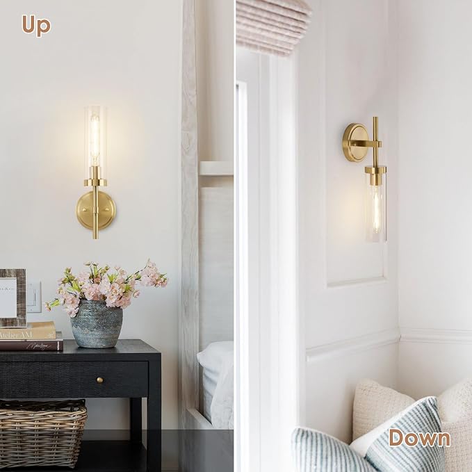 Hardwired Gold Wall Sconces Set of 2, Modern Bathroom Sconces Wall Lighting - Image 7