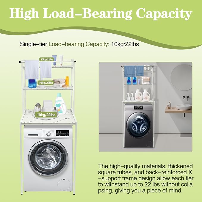 Laundry Room Storage Organizer, 3 Tier Over The Washer and Dryer Storage Shelves - Image 3