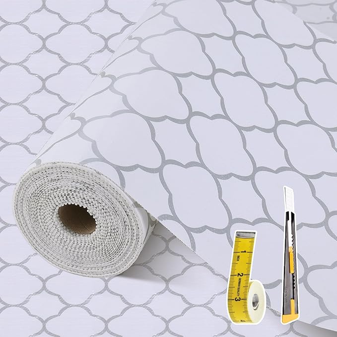 Shelf Liners for Kitchen Cabinets 17in x 20FT Non Adhesive Drawer Liner Silver by Adwann