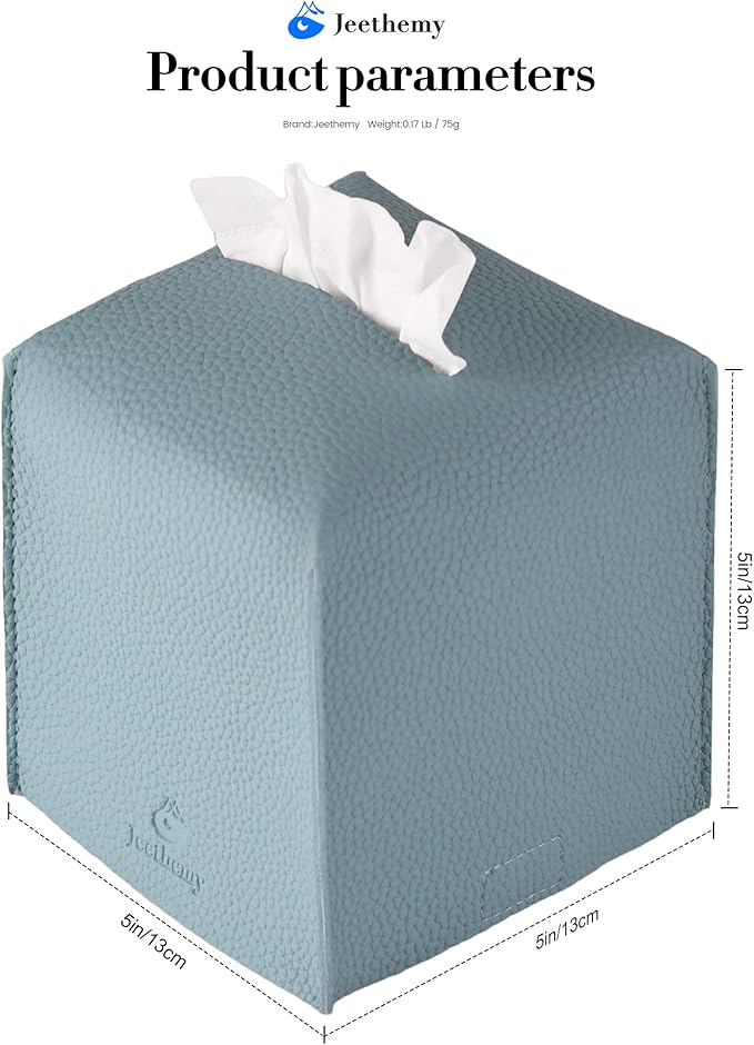Tissue Box Cover, Jeethemy Square PU Leather Tissue Box Holder, Modern Tissue - Image 2