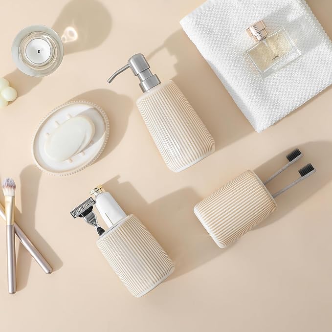 vancasso Ceramic Bathroom Accessories Set 4 Piece, Soap Dispenser - Image 8