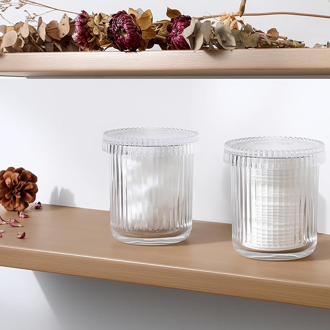 rejomiik Glass Qtip Holder Dispenser 2 Pack, Bathroom Canister Apothecary Jars - Image 5