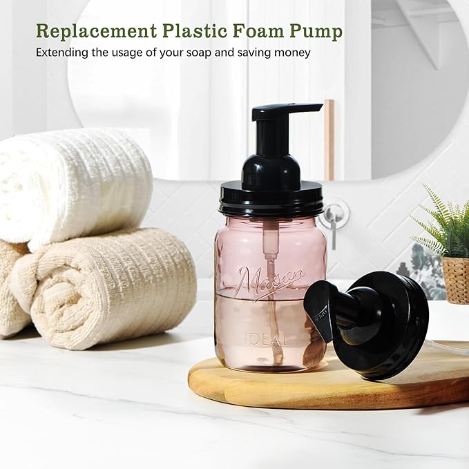 Amolliar Mason Jar Foaming Soap Dispenser Lids, Plastic Foam Pump Lids - Image 6