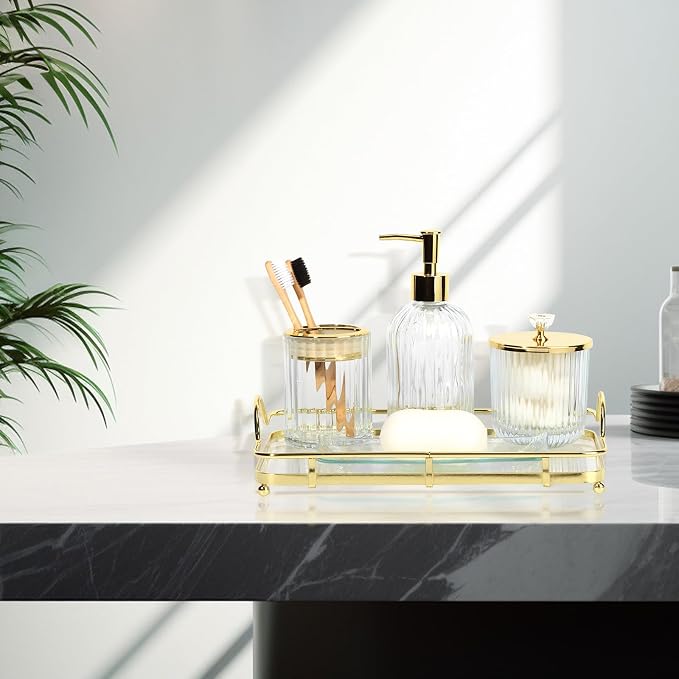 Designer Clear Glass Bathroom Accessories Sets - Image 2