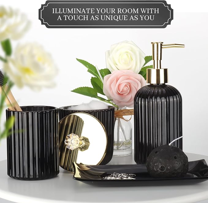 Designer Black Glass Bathroom Accessories Sets - Image 6