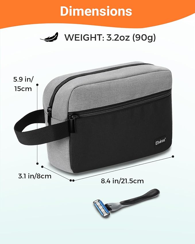 Elviros Travel Toiletry Bag for Men Hanging Toiletries Dopp Kit Small Bathroom - Image 2