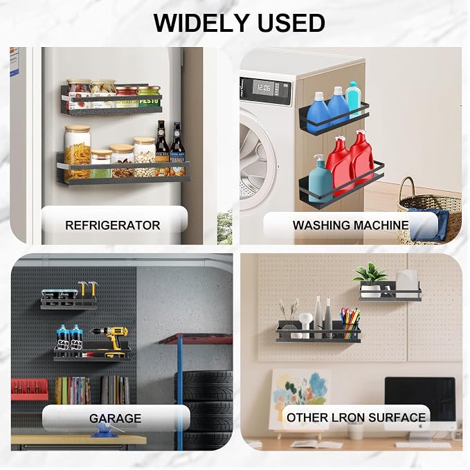 Uten Large Spice Rack for Refrigerator, 2 Pack Strong Magnetic Shelves - Image 8