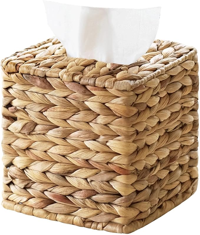 Tissue Box Cover, Square Wicker Tissue Box Holder Facial Tissues Boxes by S310