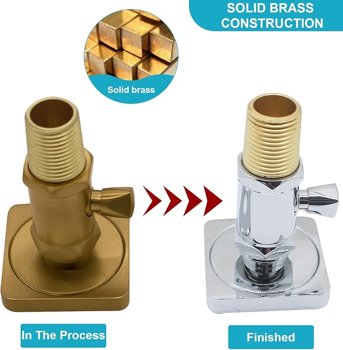Brass Shower Body Jets with Adjustable Flow, Massage Spa Polished Chrome Square - Image 3