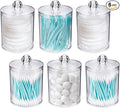 WEISHI 6 Pack Qtip Holder Dispenser -Cotton Ball, Round Pads, Small Clear by WEISHI
