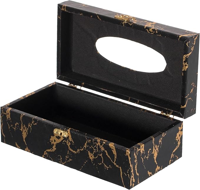 Black and Gold Marble Tissue Box Cover, Modern Tissue Box Holder - Image 3